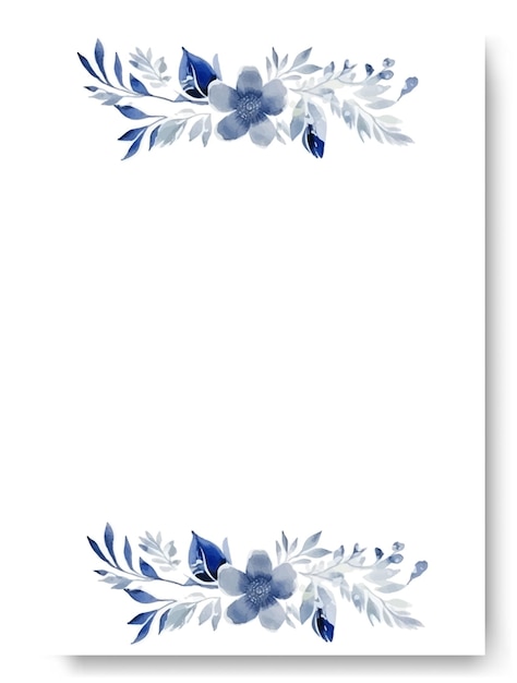 Hermosa anémona azul floral y hojas juego de tarjetas de invitación de boda