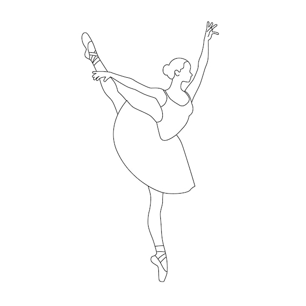 Una hermosa bailarina de ballet está posando una joven mujer graciosa bailarín de ballet de línea de arte
