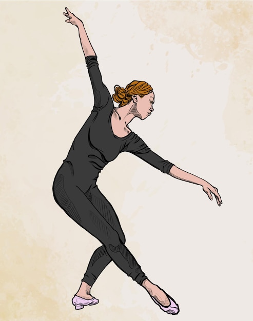 Hermosa bailarina dibujo estilo de dibujos animados