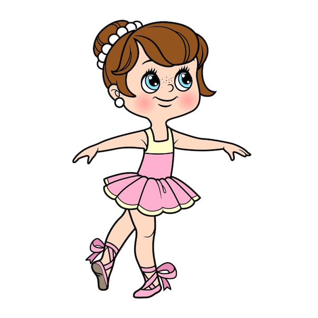 Hermosa bailarina en tutú exuberante y variación de color de zapatos puntiagudos para colorear página aislada en un fondo blanco