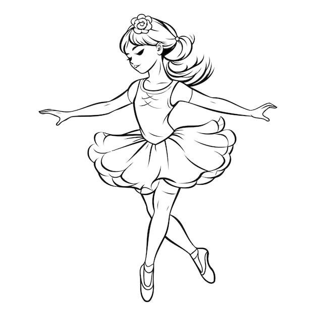 La hermosa bailarina en un tutu Ilustración vectorial