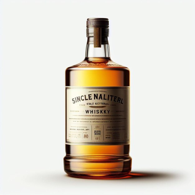 Hermosa botella aislada de whisky escocés bourbon whisky de malta única icono de ilustración de vestor