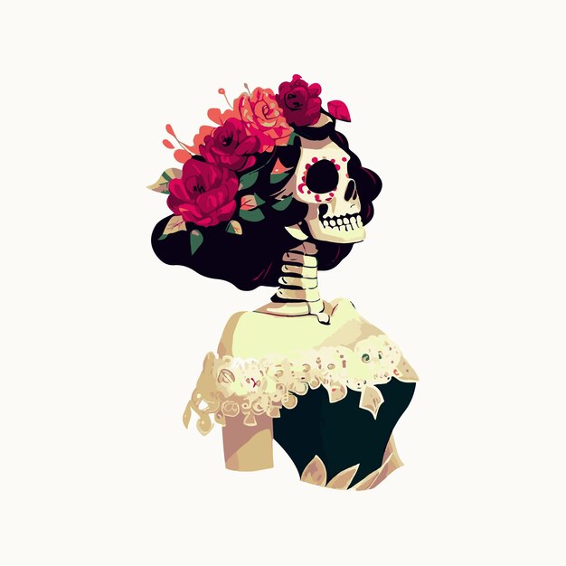 Vector hermosa catrina del día de muertos