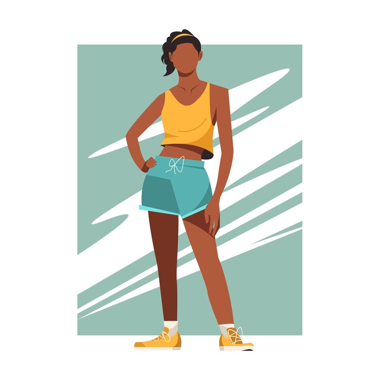 Vector hermosa chica afroamericana en la moda de verano