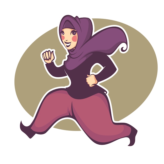 Vector hermosa chica arabiana haciendo fitness, ilustración vectorial