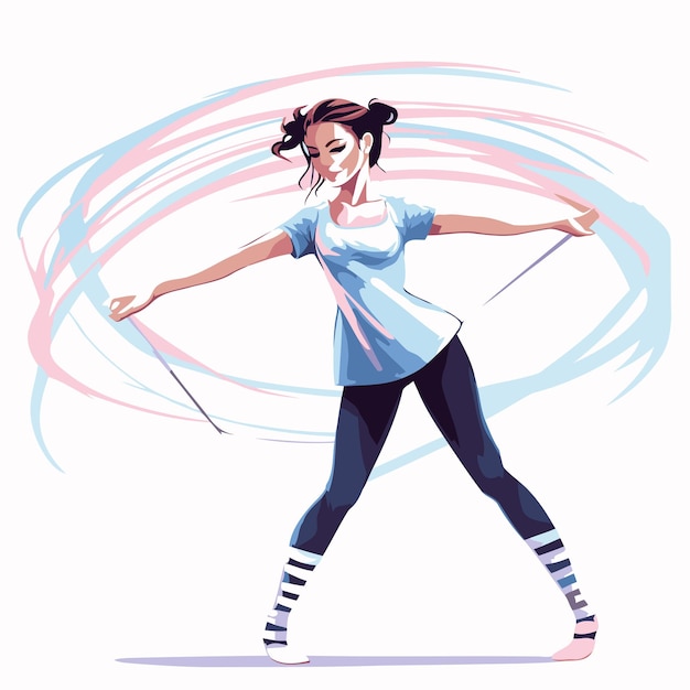 Vector una hermosa chica bailando hip hop ilustración vectorial al estilo de dibujos animados