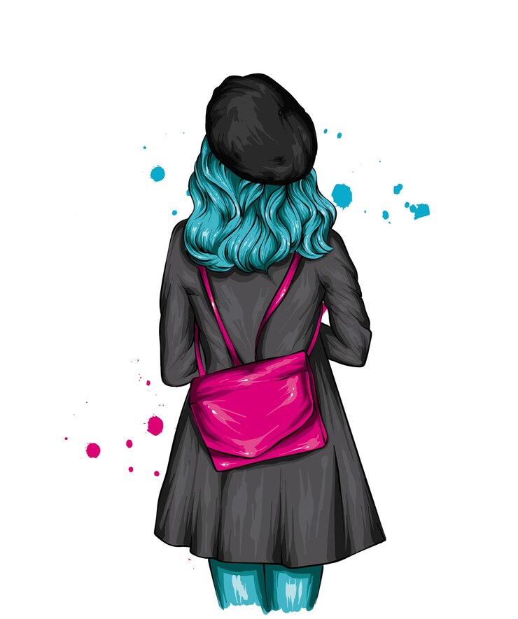 Vector hermosa chica de boina y abrigo