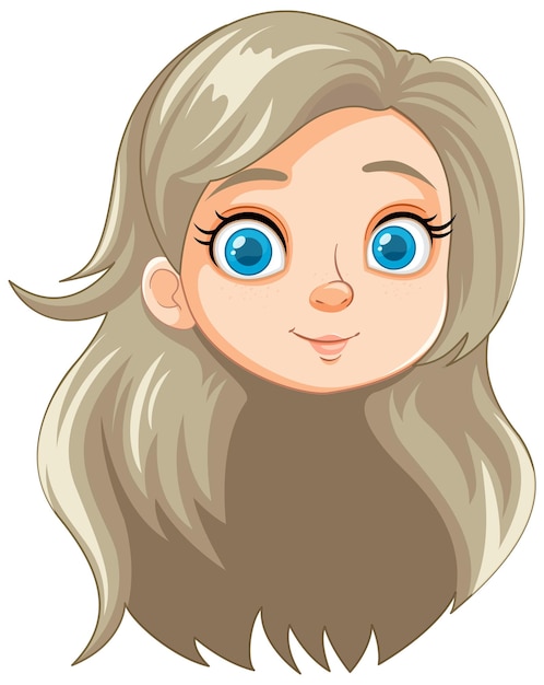 Vector hermosa chica de dibujos animados con el cabello largo