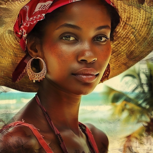 Vector una hermosa chica jamaicana en una isla
