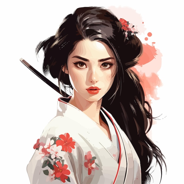 Una hermosa chica japonesa con una katana.