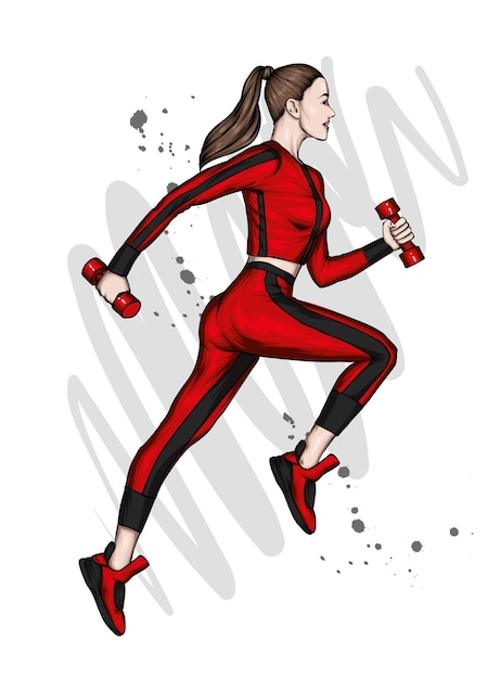 Hermosa chica en ropa deportiva con estilo Moda y estilo deportivo Ilustración vectorial