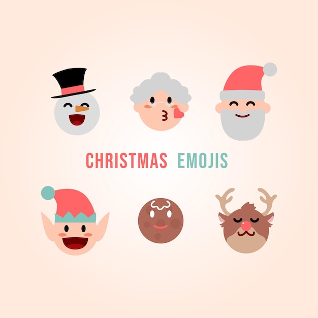 Vector hermosa colección de emojis navideños vector gratuito