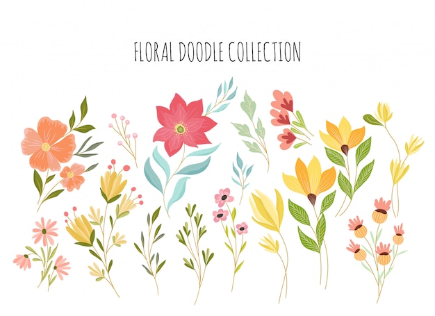 Hermosa colección floral doodle