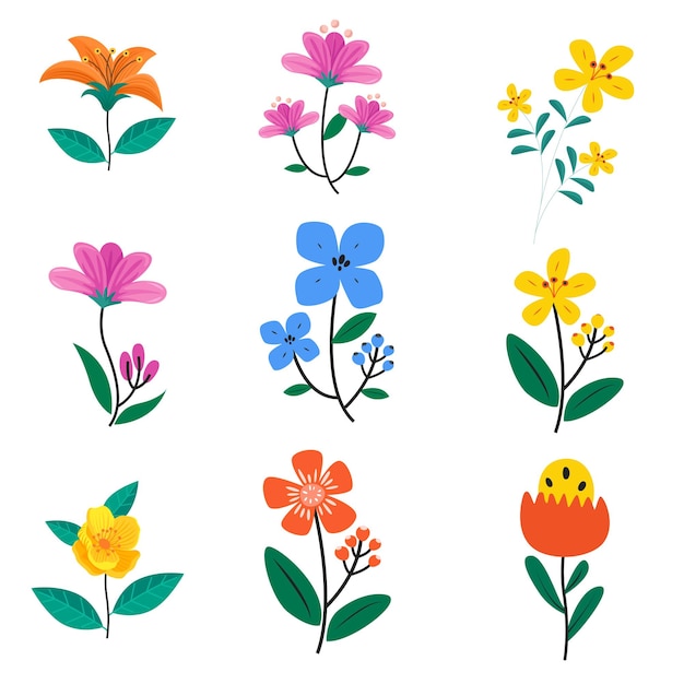 hermosa colección de flores de primavera