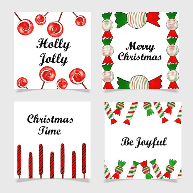 Hermosa colección de tarjetas de Navidad de acuarela