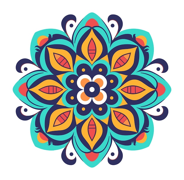 hermosa y colorida ilustración de arte de mandala para pegatinas y decoración de pared