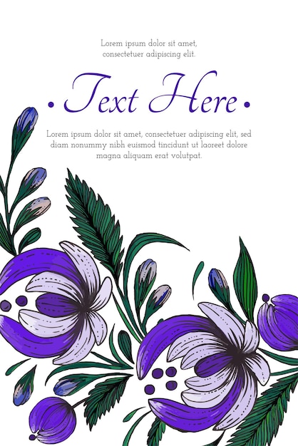 Hermosa composición de flores Tarjeta de marco floral