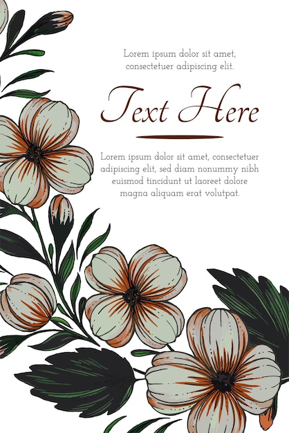 Hermosa composición de flores Tarjeta de marco floral