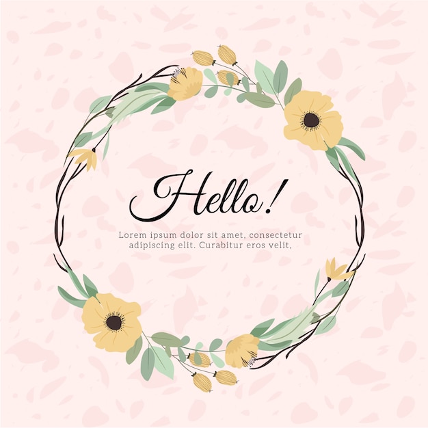 Vector hermosa corona floral amarilla con fondo de textura