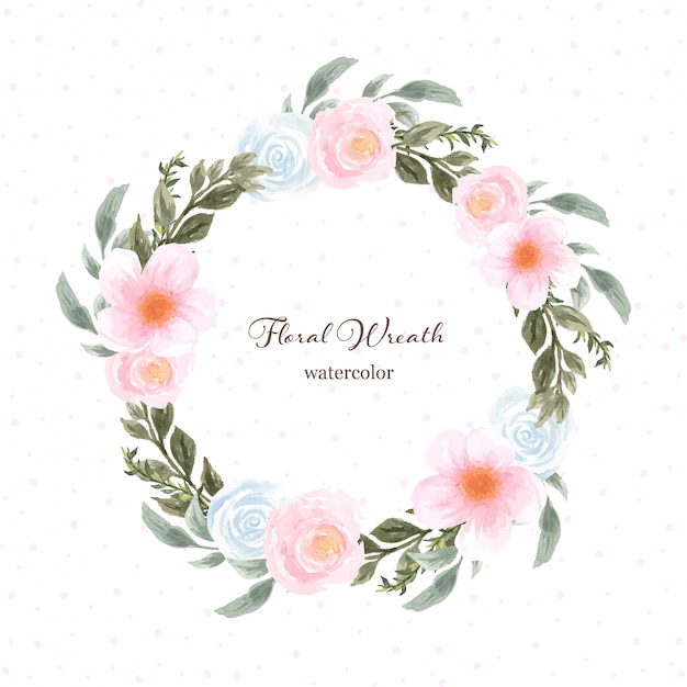 hermosa corona floral con flores en colores pastel