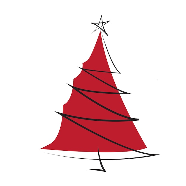 Hermosa y divertida ilustración de vector de icono de árbol de Navidad