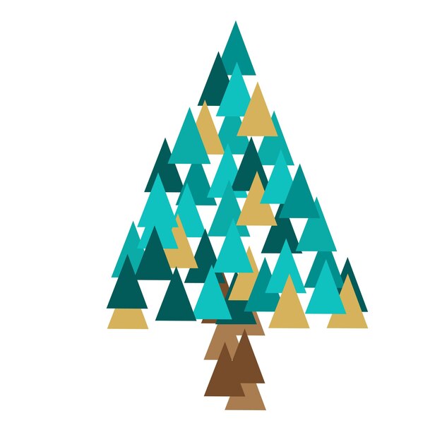 Hermosa y divertida ilustración de vector de icono de árbol de Navidad