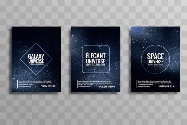 Hermosa elegante azul galaxia negocios folleto conjunto