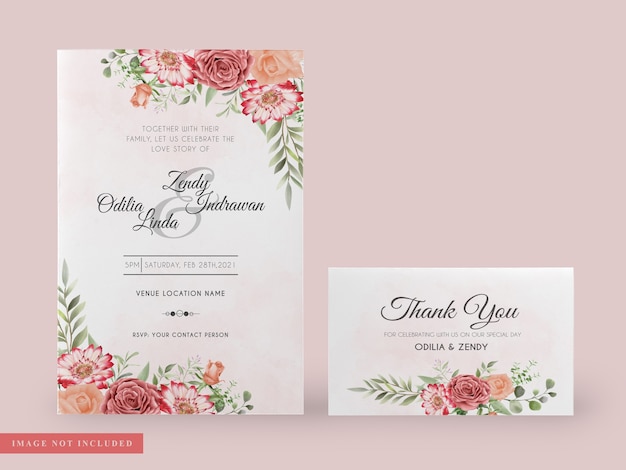 hermosa y elegante plantilla de tarjeta de invitación de boda floral