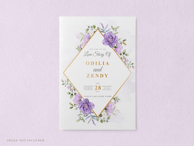 Hermosa y elegante plantilla de tarjeta de invitación de boda floral