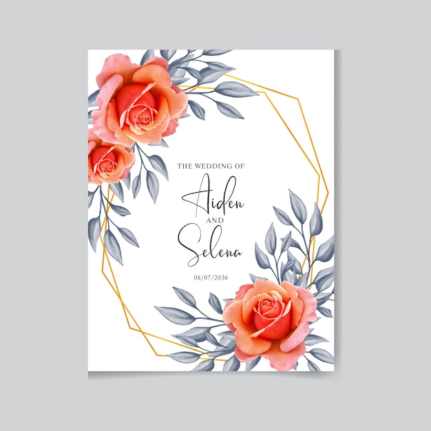 hermosa y elegante plantilla de tarjeta de invitación de boda floral