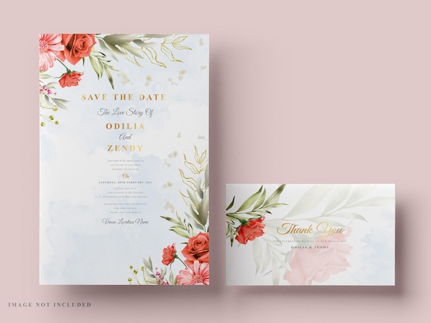 Hermosa y elegante tarjeta de invitación de boda floral