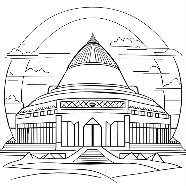 Vector hermosa escena de ziggurat en irak arquitectura mesopotámica punto de referencia histórico en asia