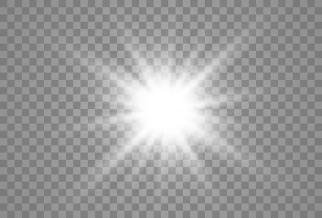 Hermosa estrella brillante. un efecto de luz sobre un fondo transparente.