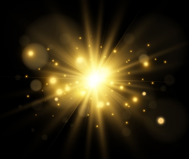 Hermosa estrella brillante. Ilustración de un efecto de luz sobre un fondo transparente.