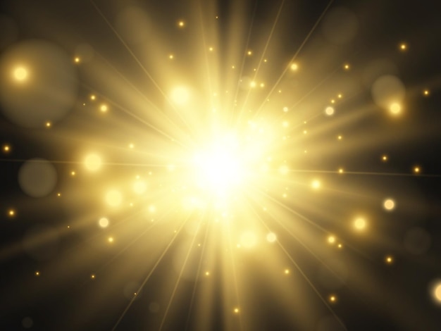 Hermosa estrella brillante Ilustración de un efecto de luz sobre un fondo transparente