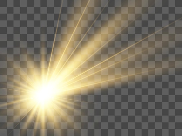 Hermosa estrella brillante Ilustración de un efecto de luz sobre un fondo transparente