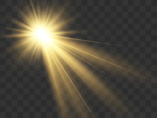 Hermosa estrella brillante Ilustración de un efecto de luz sobre un fondo transparente