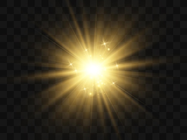 Hermosa estrella brillante Ilustración de un efecto de luz sobre un fondo transparente
