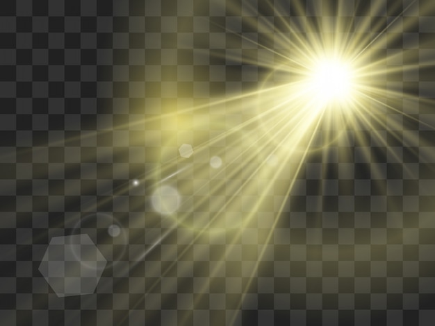 Hermosa estrella brillante. ilustración de un efecto de luz sobre un fondo transparente.
