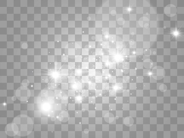 Hermosa estrella brillante. Partículas de polvo mágicas brillantes