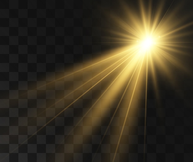 Hermosa estrella brillante sobre un fondo transparente