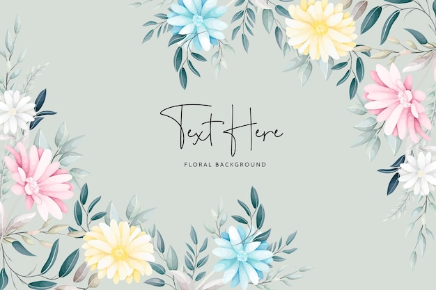hermosa flor de aster y hojas fondo floral