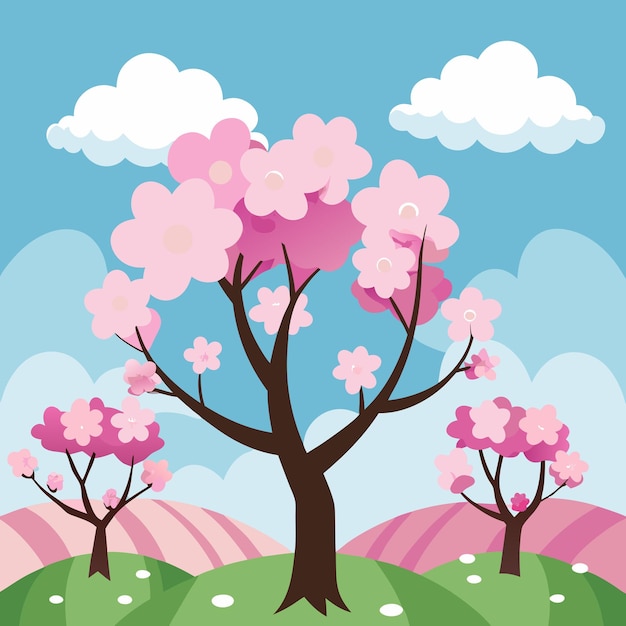 La hermosa flor de cerezo sakura en la primavera