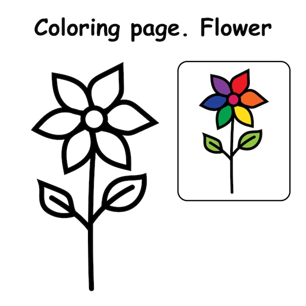 Hermosa flor colorida para colorear, el libro para colorear para niños en edad preescolar