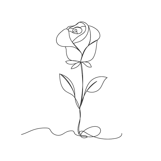 Hermosa flor de una línea de estilo de dibujo continuo aislado ilustración vectorial