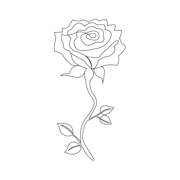 hermosa flor de rosa continua un dibujo a mano de una línea ilustración vectorial de arte
