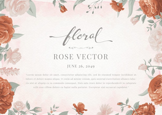 Hermosa flor de rosa y hoja botánica ilustración digital pintada para el día de san valentín de bodas de amor o tarjeta de felicitación de diseño de invitación de arreglo.