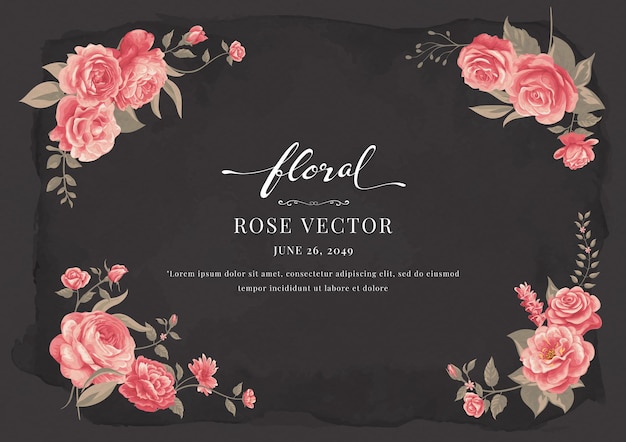 Hermosa flor de rosa y hoja botánica ilustración digital pintada para el día de San Valentín de bodas de amor o tarjeta de felicitación de diseño de invitación de arreglo.