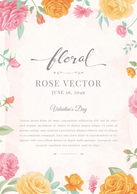 Hermosa flor de rosa y hoja botánica ilustración digital pintada para el día de san valentín de bodas de amor o tarjeta de felicitación de diseño de invitación de arreglo.