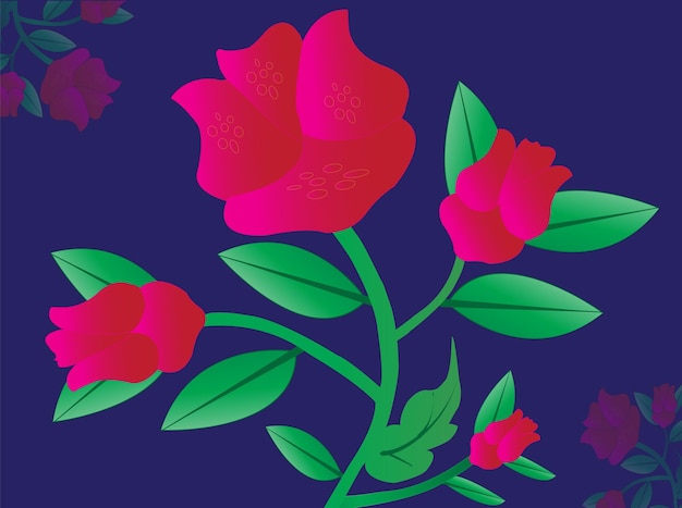 Hermosa flor rosa en vector de diseño de colores rojos